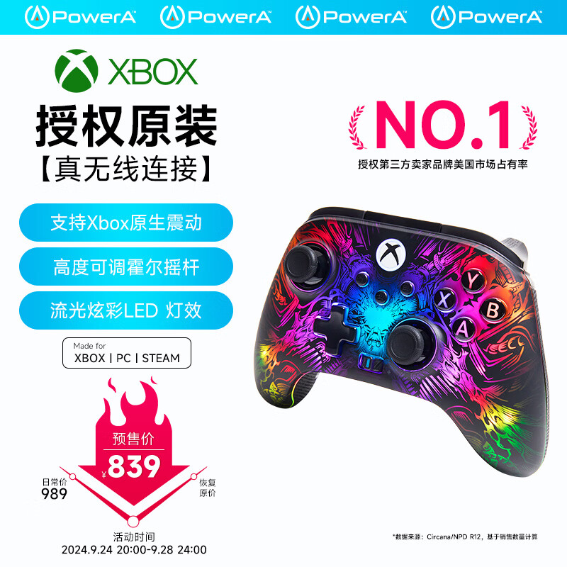 wabo娛樂：PowerA Fusion Pro 無線手柄開售：Xbox 原生震動、高度可調霍爾搖杆，839 元