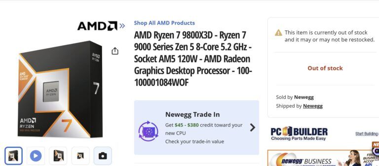 角子機：銳龍 7 9800X3D 処理器供不應求，AMD 承諾增産改善供貨